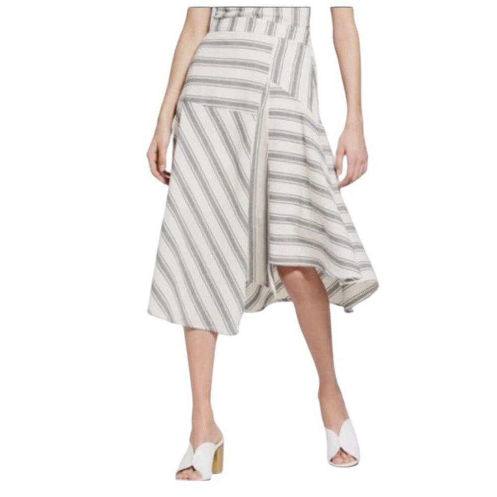 Who What Wear Grey/White Striped Asymmetrical Skirt 10
